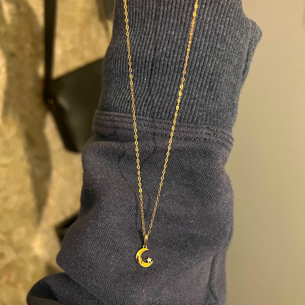 14k gold moon necklace